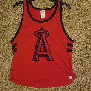 sparkly VS pink tank